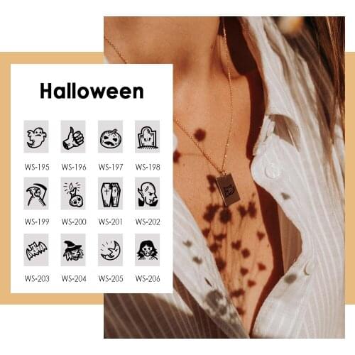 JUJIE Halloween Necklace Carved Pumpkin Ghost Necklace 316L Stainless Steel Pendant Gold Choker For Women Jewelry Gifts