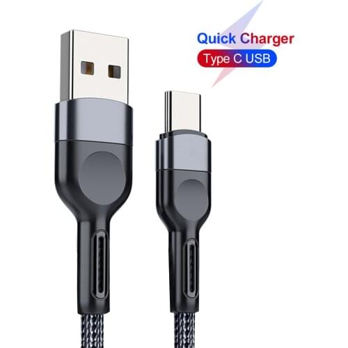 USB Type C Cable 3A Fast Charging Cable For Xiaomi Huawei Samsung USB-C Data Wire Cord Mobile Phone Charger USB C Type-C Cables