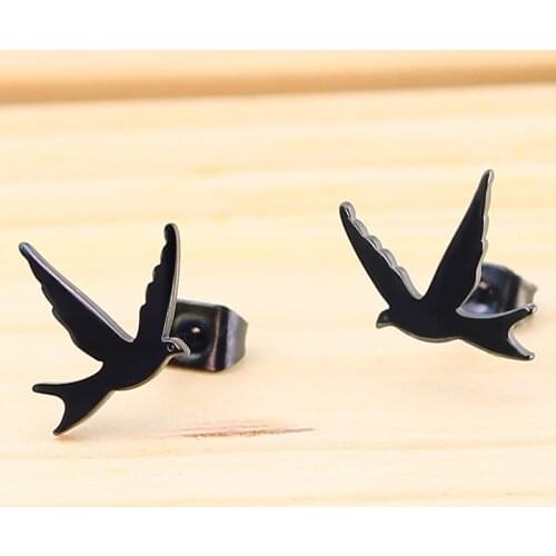 2Pcs The Latest Han Edition of The New Titanium Steel Stainless Steel Birds Animal Pigeon Pigeons Earring Ornaments
