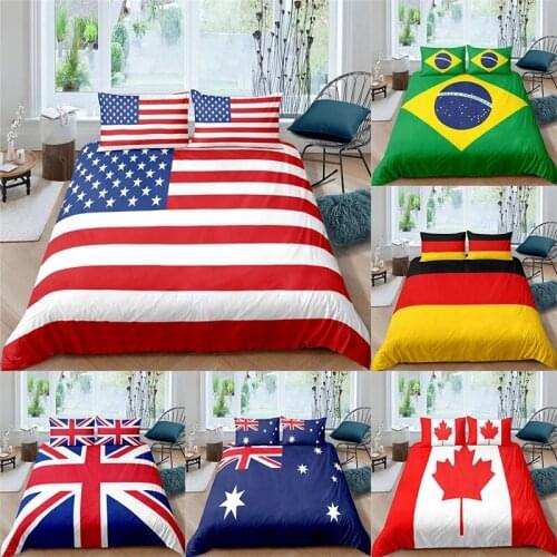 National Flag Bedding Set Double Queen King Country Flag Printed Duvet Cover with Pillowcases Quilt Bed Cover Set US/AU/EU Size
