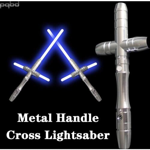 Pqbd Silver Cross Lightsaber Metal Handle Removable Blade Personalized LED Sabre Laser Sword Force FX Outdoor Cosplay Toy Gifts