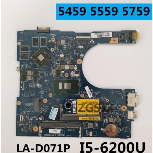 CN-03JXDM 3 15 5559 17 JXDM Para Dell Inspiron 5759 Laptop Motherboard AAL15 LA-D071P i5-6200U R5 M335 2G DDR3L