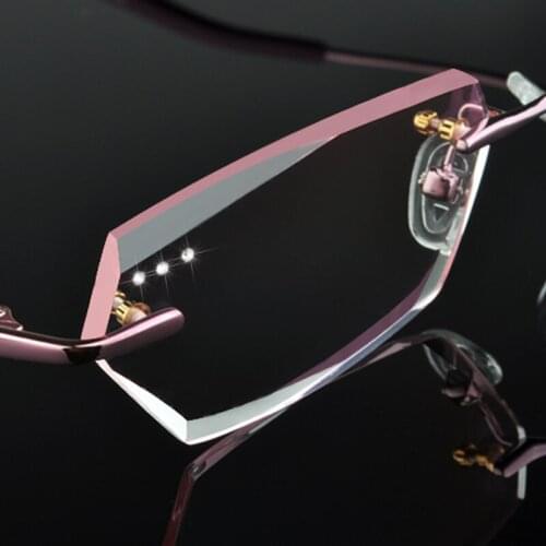 Rimless glasses, diamond trimming glasses fashion woman beautiful temperament prescription glasses myopia hyperopia 71