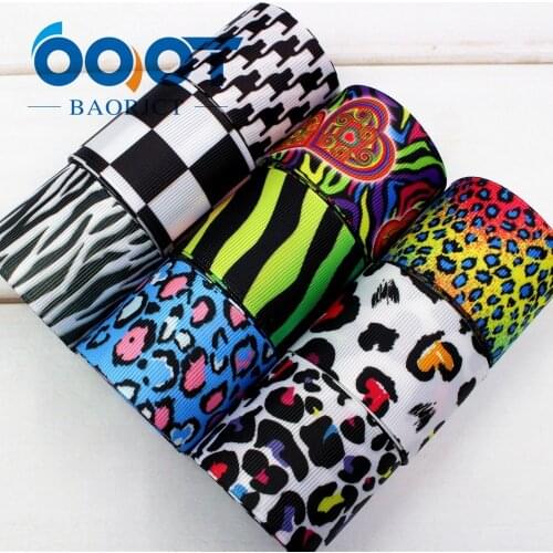 OOOT BAORJCT 174121,38mm Zebra, leopard, geometry Printed grosgrain ribbon,DIY handmade,Wedding decoration materials