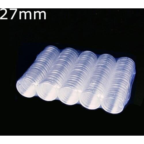 100 Pieces 27mm Clear Plastic Protector Capsules Containers case For Token Board Game Coin Collection Holder Boxes