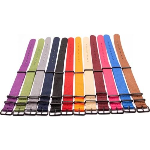 Nylon Braid Watch Strap for 18MM 20MM 22MM 24MM Wristband with Black Matte Pin Buckle Sport Striped Replacement Watch Band