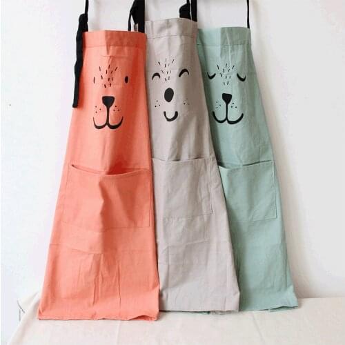 Family Matching Apron Kitchen Apron for Adult Kids Cotton Linen Bib Cotton Linen Sleeveless Home Cooking Baking Cleaning Tool