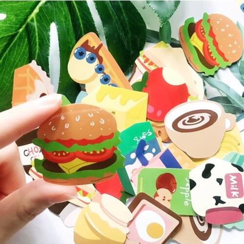 Mixed Cartoon Creative Warming Food Sticker/Kawaii Dessert Snacks Self-made Stickers /DIY Waterproof Car Styling Sticker