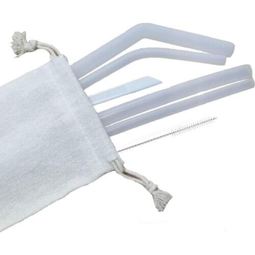 6pcs/lot White Reusable Silicone Straw Drinking Straw For Home Party Barware Accessories straws