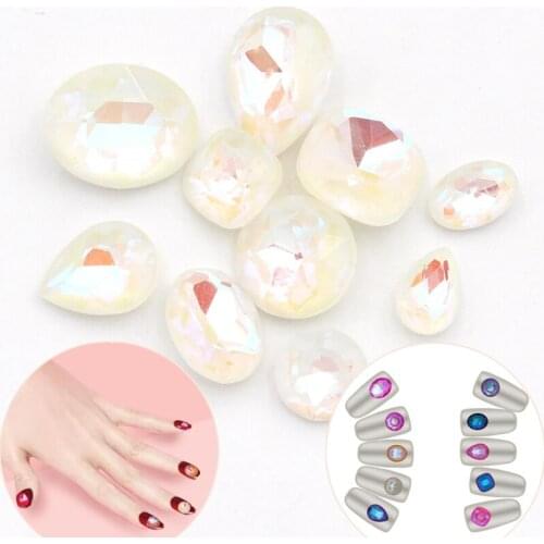 Stass Dress Nails Art Design Glass Crystal Accessoires Drop Shape MI Rhinestone Glue On Nails Manicure for Patch