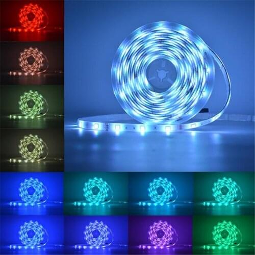 2021 5m LED Strip 5050 2835 IP20 RGB Strip LED Light Flexible Ribbon Stripe DC 12V RGB Diode Tape IR Controller Adapter