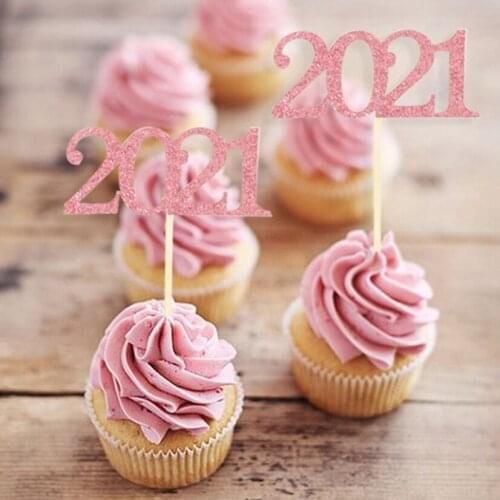 Number 2021 Cake Decorative Birthday Anniversary Wedding Party Digit Cupcake Toppers Flags Kids Baby Birthday Party Decorations