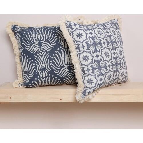 Vintage Floral Cushion Cover Printed Decoration Pillow Cover 45x45cm Tassels Fringed For Living Room Bed Room Sofa Bed Chair