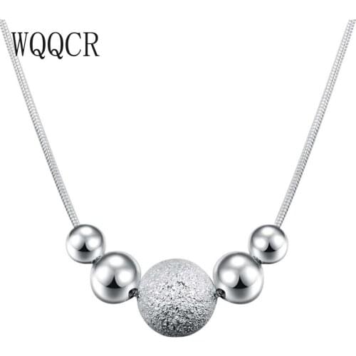 WQQCR New 925 Silver colorColor Color Ball Round Sliding Necklace Ladies Luxury Fashion Jewelry Holiday Gift