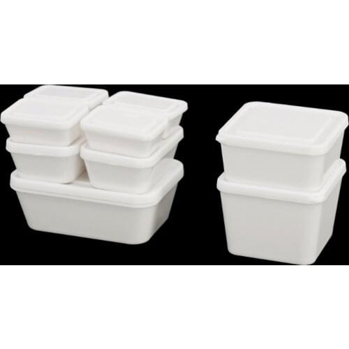 Y3NF 9 Pcs 1:12 Dollhouse Accessories Mini Plastic Fresh-keeping Box with Lid Miniature Food Storage Container Case Doll Scene