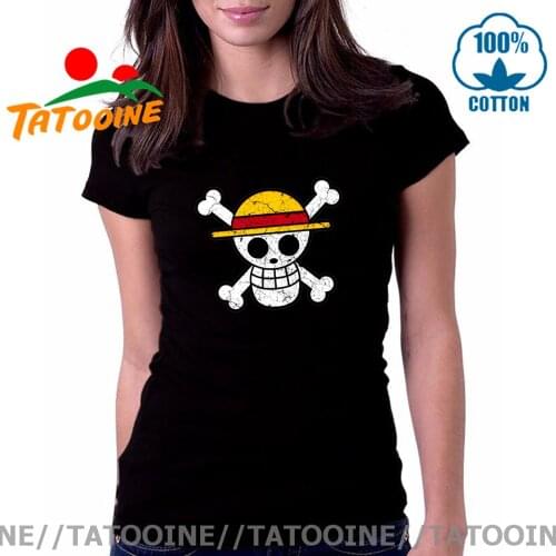 Tatooine Ruffy Straw Hat Logo Damen T-Shirt women Luffy Ruffy Monkey Anime One Piece Zoro T shirt Teenage Girls Pirate King Tees