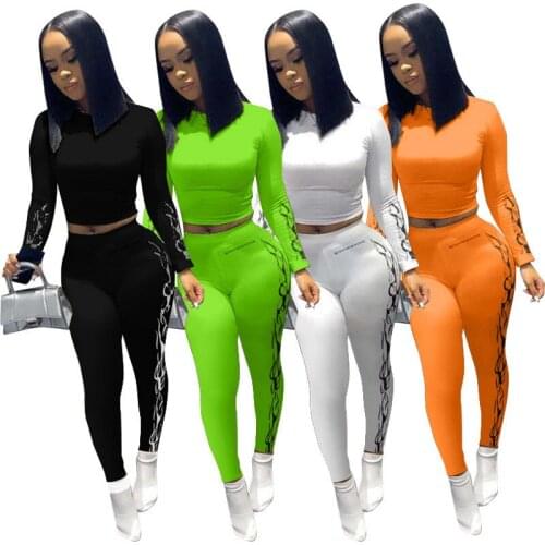 Echoine Womens Printed Two Piece Set Long Sleeve T-shirt Pencil Jogger Pants Suit Tracksuit Sport Active Wear Fitness Clothes