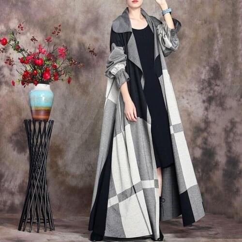 2021 Autumn Large Women Literature And Art Retro Loose Long Windbreaker Leisure Open Stitch Vintage Trench Coat Plus Size 4xl