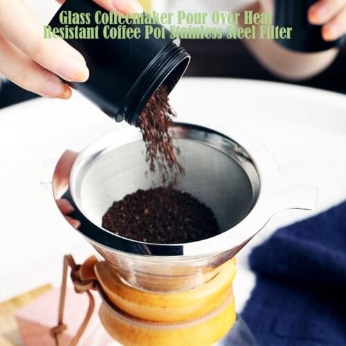 1PCS 400ML High-Temperature Resistant Glass Coffee Maker Coffee Pot Espresso Coffee Machine with stainless steel V60 filter pot