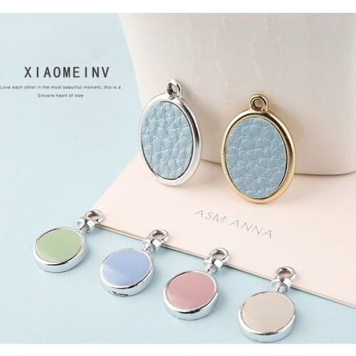 10pcs Elegance Earrings Trendy Party Jewelry Charm Leather Cloth Round Oval Pendant Round Vintage Earrings Girls Diy Accessories