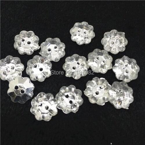 1000pcs 11mm Acrylic Flower Shape Buttons Clear Shiny Sewing Accessories For Scrapbooking Cardmaking