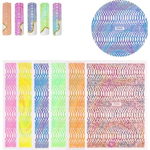 12 Pc Nail Art Sticker Set Snake Pattern Hollow Cool Nail Art Laser Punk Colorful Nail Art Sticker Party Nightclub Show Nail Art