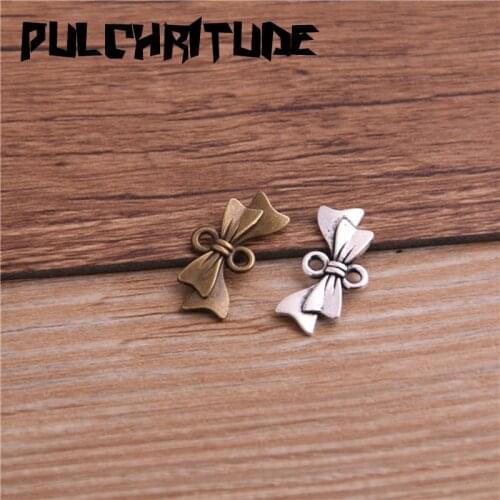 30PCS 10*20mm Metal Alloy Two Color Bowknot Connector Charms For Jewelry Making DIY Handmade Craft