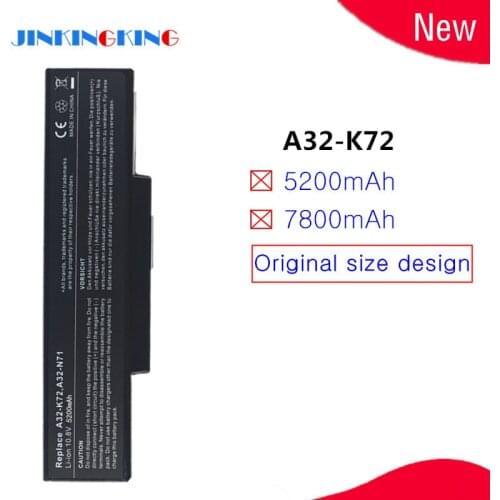 New Laptop A32-K72 battery for Asus N71V N71YI N73 N73F N73G N73J N73JF N73Q N73S X77 X77J X77JA X77V X77VG 70-NXH1B1000Z