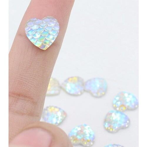 Free Shipping 12mm 50pcs Multi AB Color Snake Scale Design Flatback Resin Heart Stone Beads,Flatback Resin Rhinestone For DIY