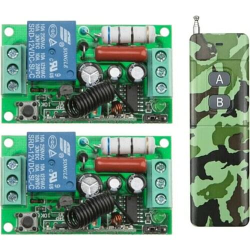 RF Wireless 220V 10A 1CH Remote Control Switch 2 Receiver& 1 Transmitter 315/433 MHZ 1000m