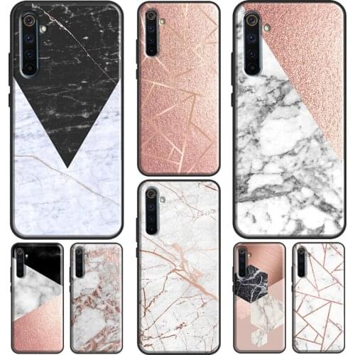 ROSE GOLD MARBLE GRANITE BLING Case For Realme 8 Pro Q3 6 7 Pro GT Neo C15 C11 C3 Cover For OnePlus 9 Pro 8 7T 8T 9R Nord