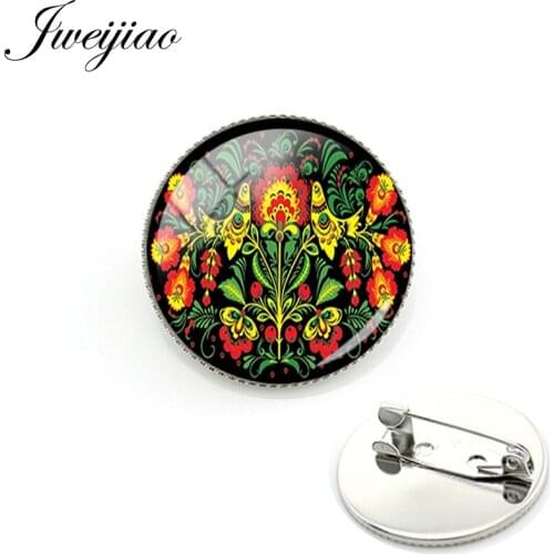 JWEIJIAO Polish Folk Art Patterns Brooches Lapel Pin Badge Classical Flower Clothing Accessories FL41
