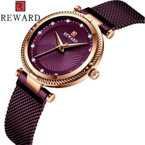 REWARD Brand Luxury Women Watches Fashion Rhinestone Quartz Ladies Wrist Watch Dress Purple Waterproof Clock Girl Friend Gift