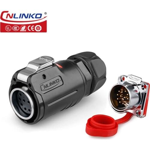 Cnlinko M24 IP67 Signal DC 10A Electronic female 12 pin connector Waterproof Push Pull Quick Connector 400V Soldering Connection