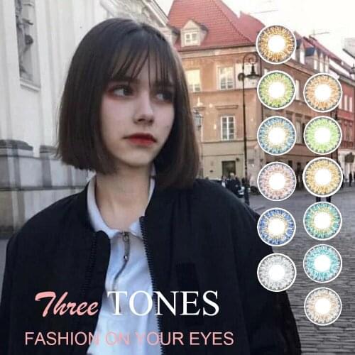 Beauty Pupilentes Classic 3Tones Contact Lenses Cosmetic Eye Contact Lens 12 Colors Contacts Lenses Eye Yearly