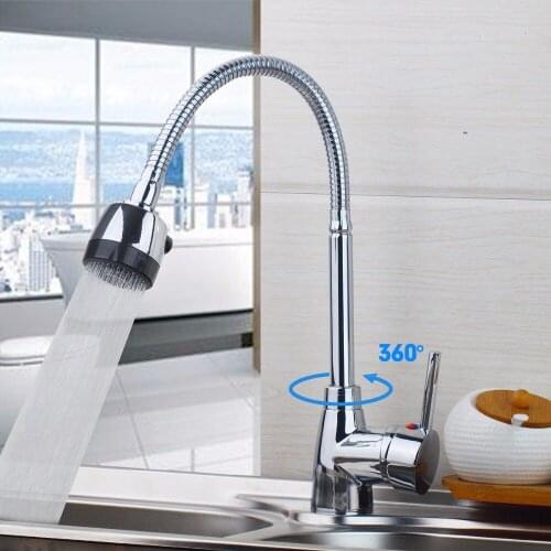 Torayvino Kitchen 360 Degree Swivel Kitchen Faucet At Will Curve Chrome Polished Single Handle Single Hole Desirable Kitchen Tap