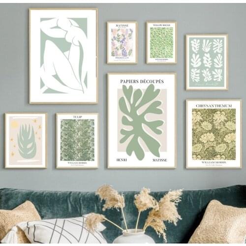Matisse Leaf William Morris Tulip Jasmine Twig Wall Art Print Canvas Painting Nordic Poster Wall Pictures For Living Room Decor