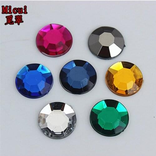 Micui 100pcs 14mm Round Acrylic Rhinestones crystal Wedding Garment Shoes Bags Accessories DIY Crafts ZZ140M