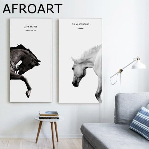 Minimalism Modern Black White Horse Canvas Print Painting Poster Cool Wall Art Wall Pictures for Entryway Room Decor