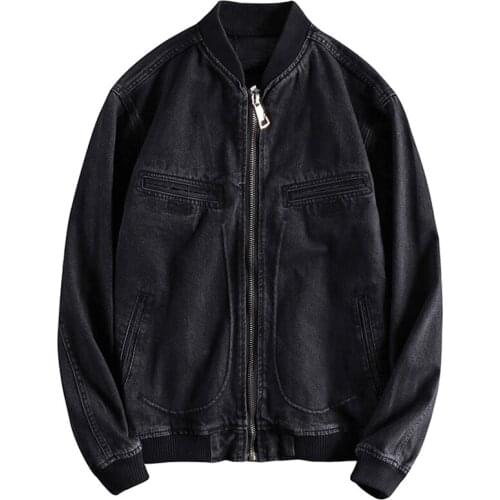 Vintage Slim Fit Mens Bomber Denim Coat Overcoats Simple Fashion Street Style Automotive Jeans Jacket and Coats Spring Summer