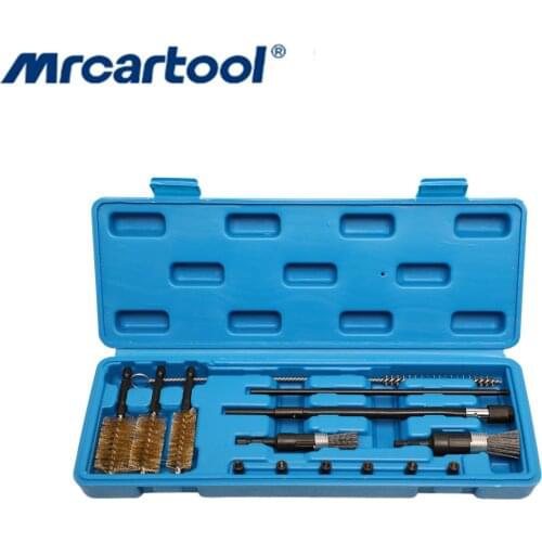 14pcs Diesel Common Rail Injector Seat Cleaner Set Auto Engine Maintenance Cleaning Brushes Injector Washing Tool Kit With Brush