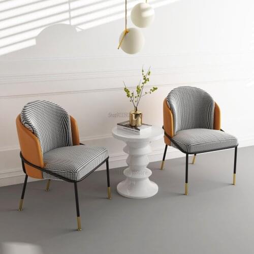 Nordic Dining Chair Household Light Luxury Cloth Back Modern Minimalist Desk Chair Net Red Stool Thousand Bird Lattice Makeup Ch