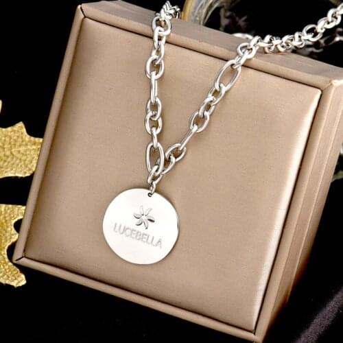 Stainless Steel Round Pendant Necklace New Fashion titanium steel pendant simple beautiful gift womens jewelry does not fade