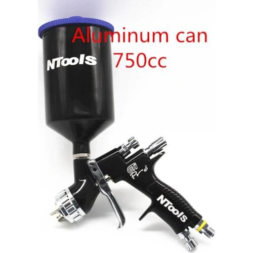 Black high quality Aluminum can 750CC spray gun GTI Pro spray gun 1.3/1.8mm nozzle spray gun waterborne air spray gun spray gun