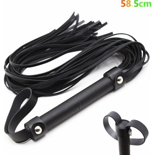58cm Leather Bdsm Bondage Slave Lash Spanking Whip with Sword Handle for Men Women SM Sex Games Erotic Foreplay Flogger Toys