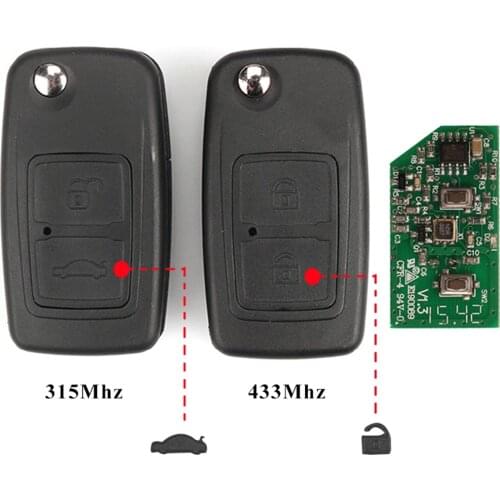 Jingyuqin 2 Buttons Remote Key 315/433MHz With ID40 ID46 Chip 9CN A21 Blade For Chery A5 A3 Car before 2009