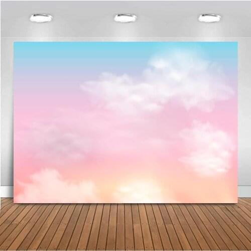 Rainbow Newborn Artistic Photo Background White Cloud Sky Dreamy Sweet Children Birthday Backdrop for Photo Studio