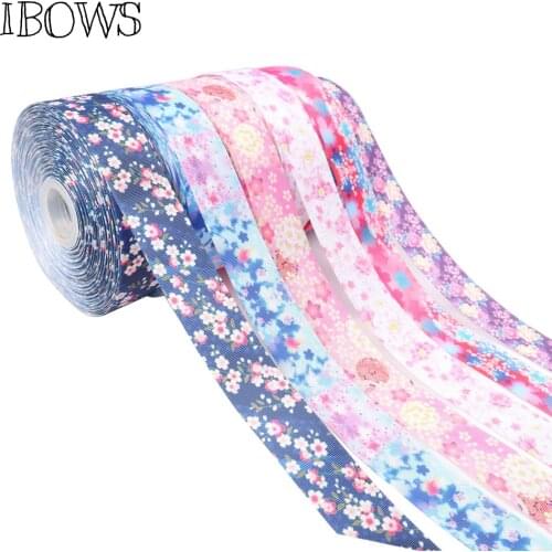 5Y/lot1-1/2'' (38mm) Printed Grosgrain Ribbon Colorful Flowers DIY Hairbow Material Party Decoration Brithday Gift Wrapping