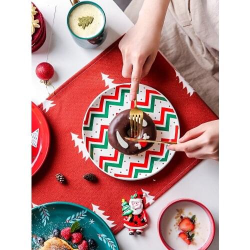 Christmas ceramic dishes set home soup bowl rice bowl creative Western steak plate couple Mug bowl set