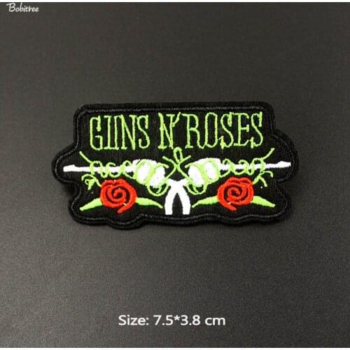 Roses Rock Music Sew Patches hot iron on Transfer for Clothing Decoration Label Badges Embroidered Applique Stickers